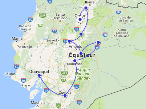 Itineraire du séjour en autotour en Équateur